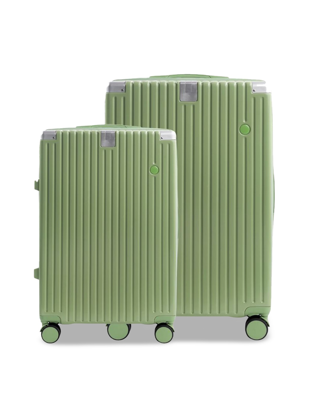 

PYB Set Of 2 Textured Hard-Sided Trolley Bags, Lime green
