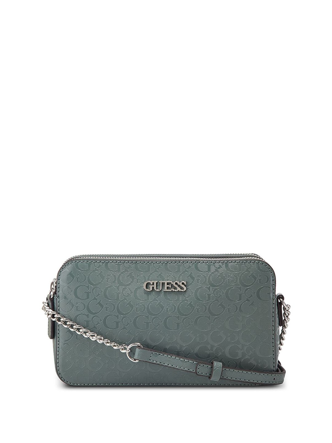 

GUESS Printed Bowling Shoulder Bag with Cut Work, Green