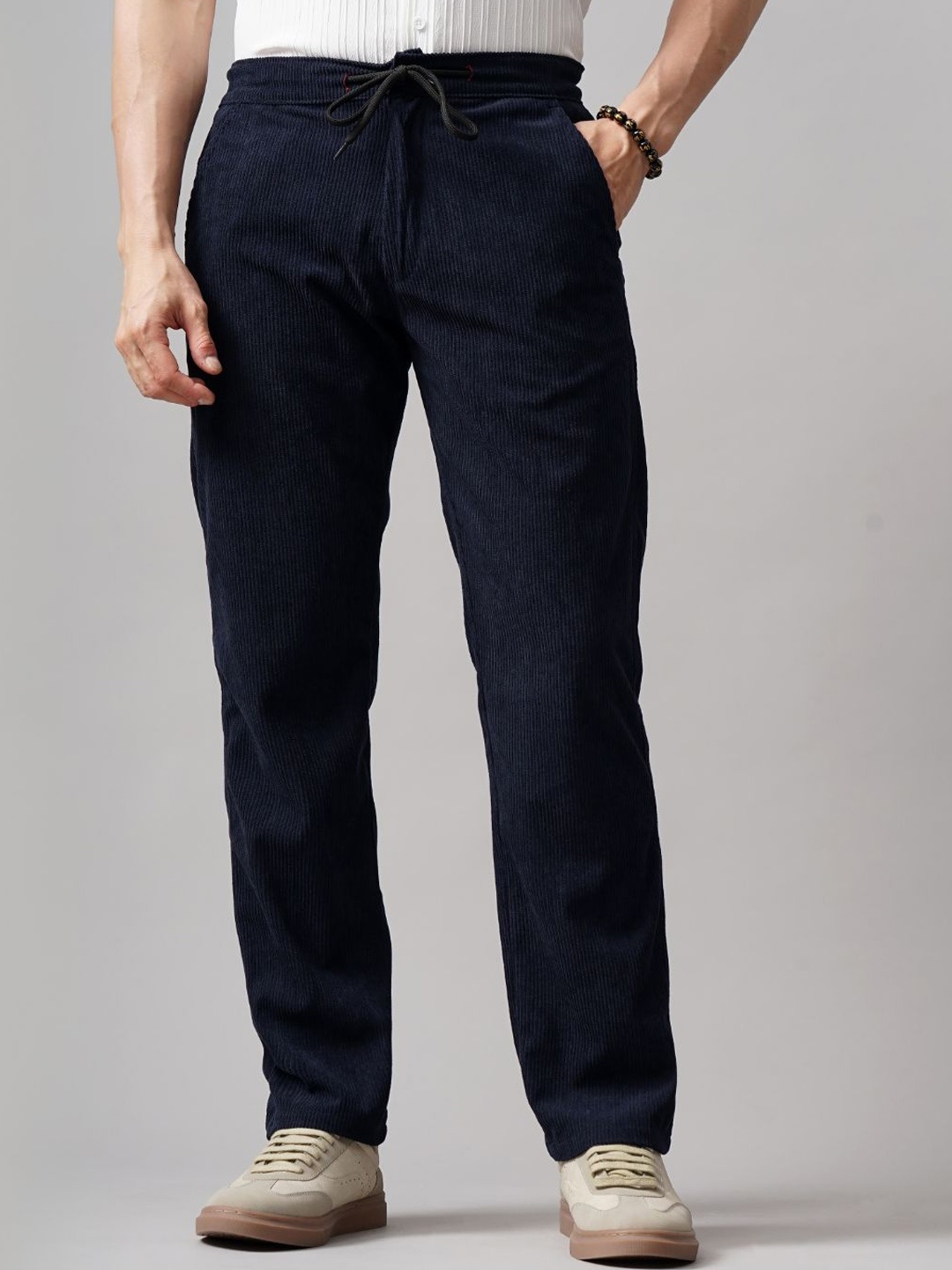 

PAUL STREET Men Relaxed Corduroy Trousers, Navy blue