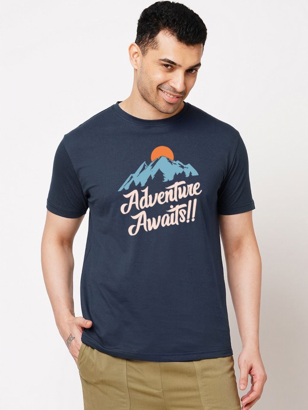 

Wear Your Opinion Men Graphic Printed Round Neck Cotton T-shirt, Navy blue