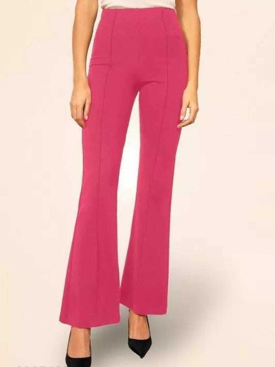 

Purser Women Cotton Original Mid-Rise Regular Fit Bootcut Trousers, Pink