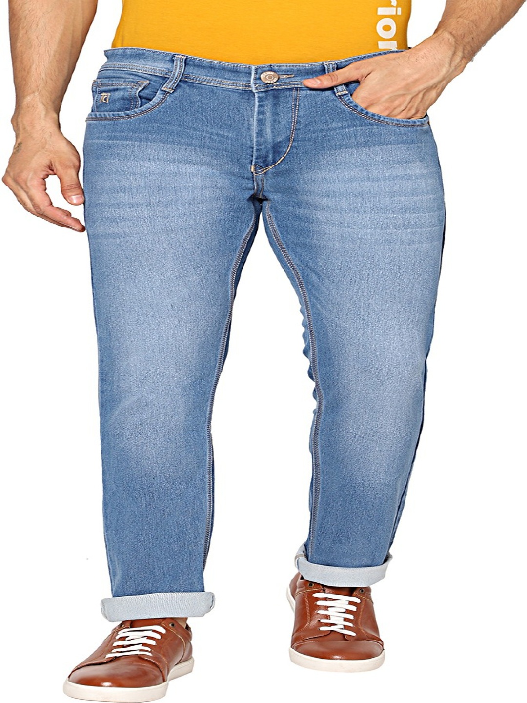 

TCI Men Light Fade Mid-Rise Cotton Jeans, Blue