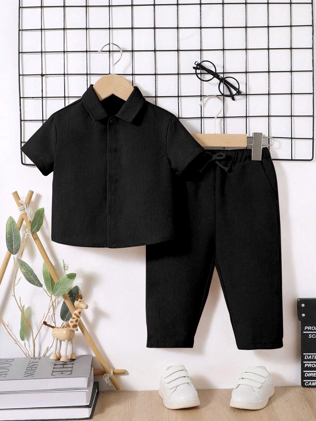 

YK Boys Shirt with Trousers, Black