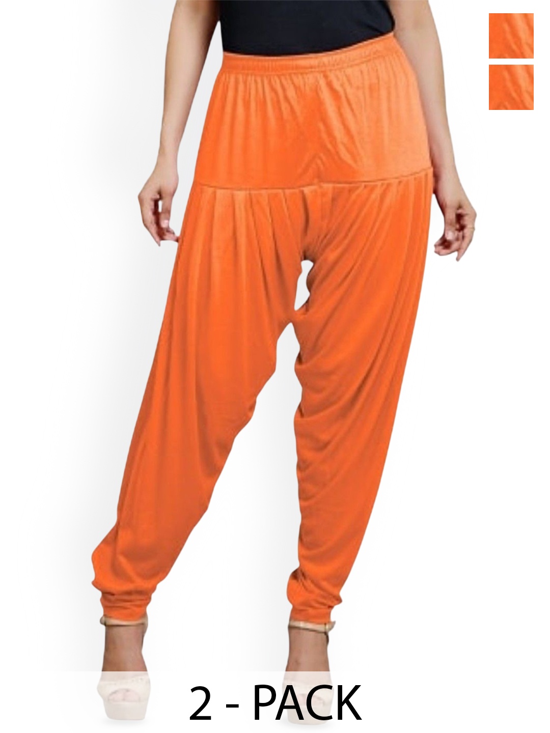 

AFRA GARMENTS Women Pack Of 2 Loose-Fit Patiala, Orange