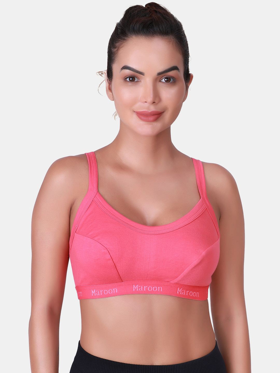 

SKDREAMS Cotton Seamed Non Padded Full Coverage Sports Bra, Rose