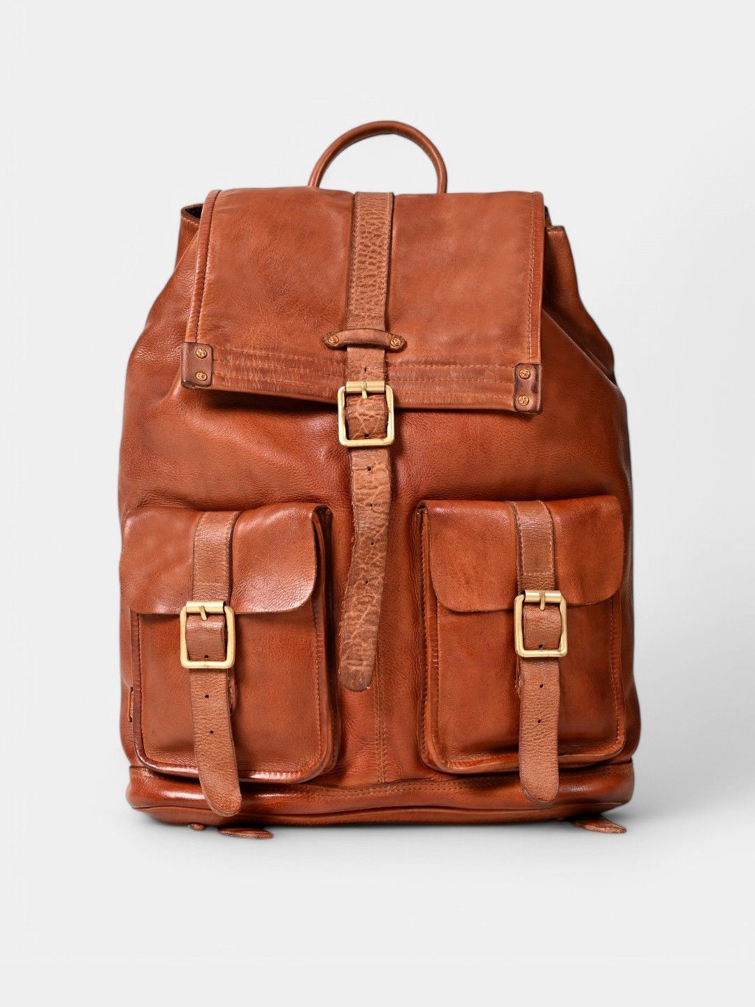 

ART N VINTAGE Men Art N Vintage Samba Real Leather Backpack, Tan