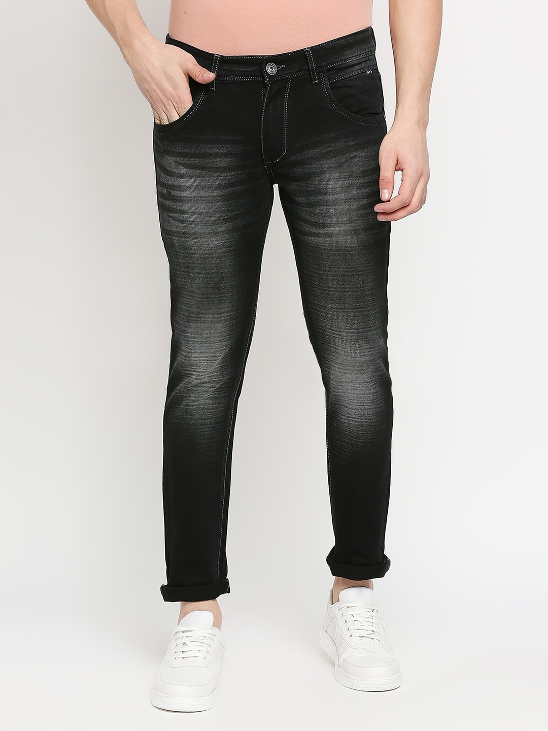 

TCI Men Slim Fit Heavy Fade Jeans, Black