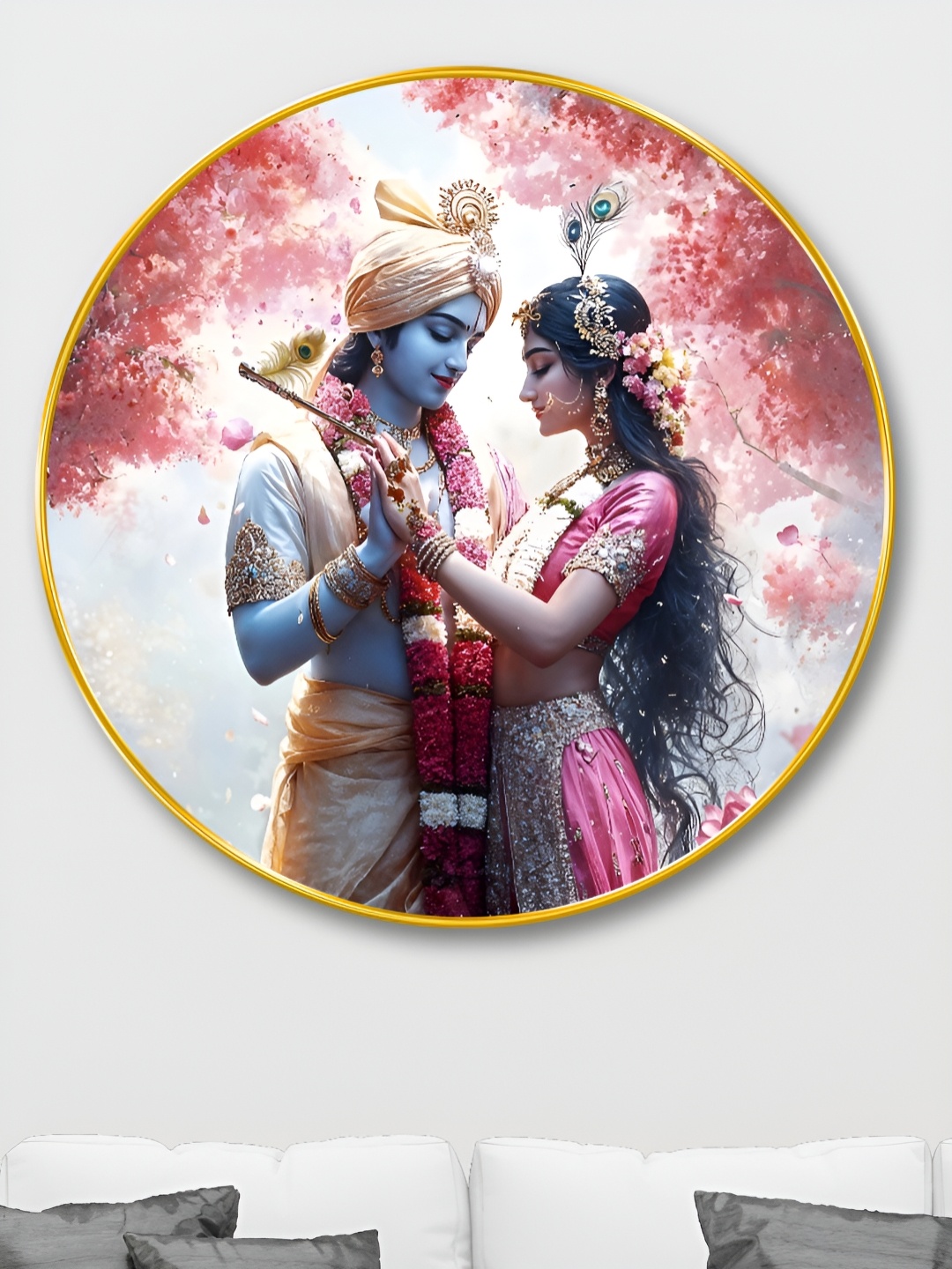 

Myntra Elegant Homes Pink & Blue Radha Krishna Wood Wall Art