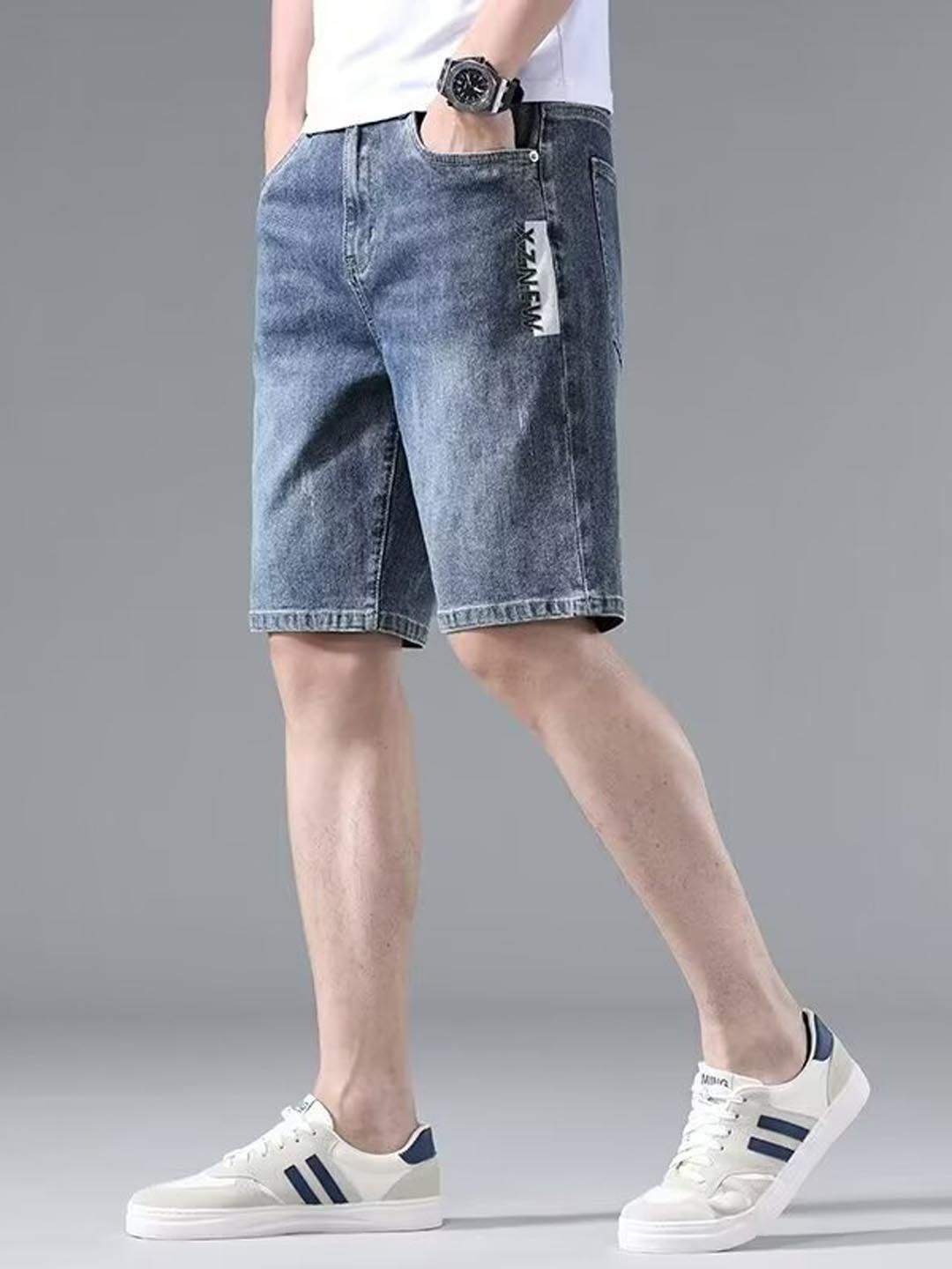 

StyleCast Men Washed Denim Shorts Technology, Blue