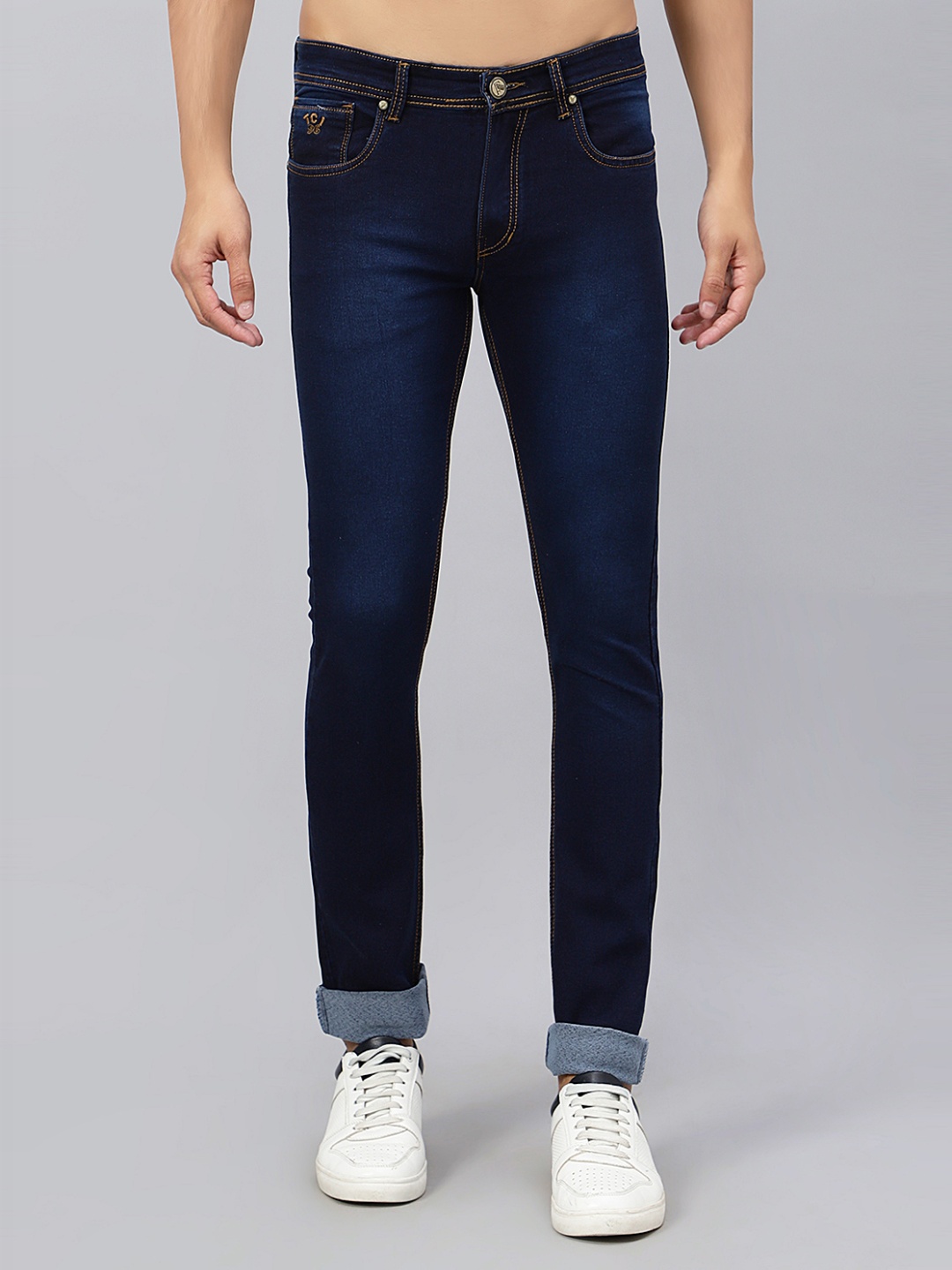 

TCI Men Regular Fit Mid-Rise Light Fade Jeans, Blue