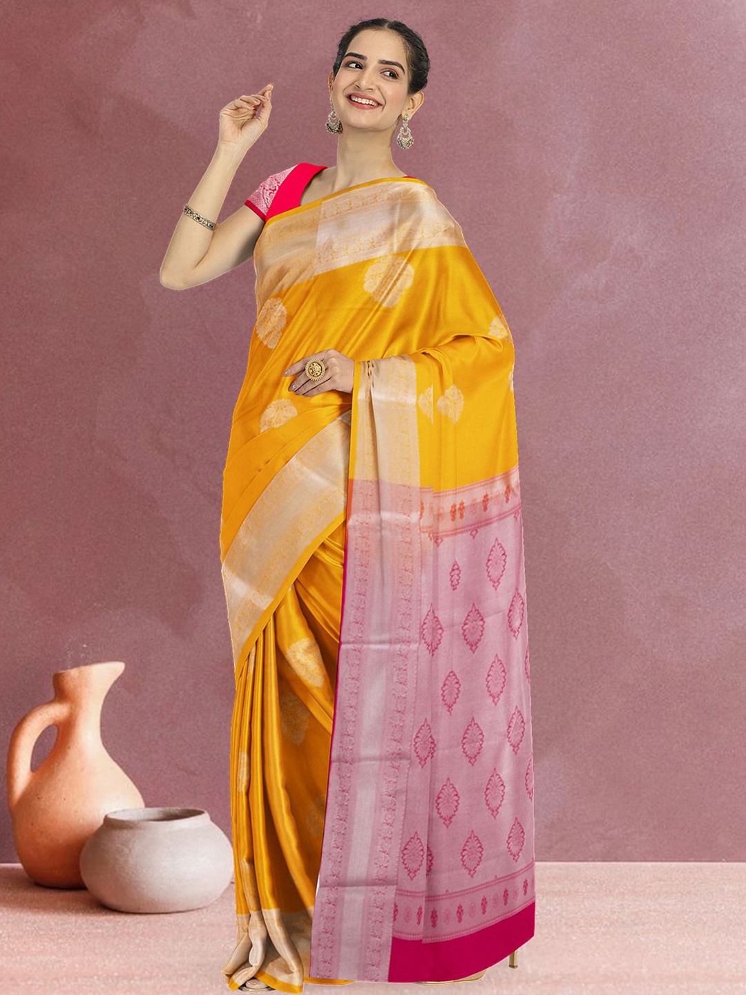 

Avishya Woven Design Zari Kanjeevaram Saree, Yellow