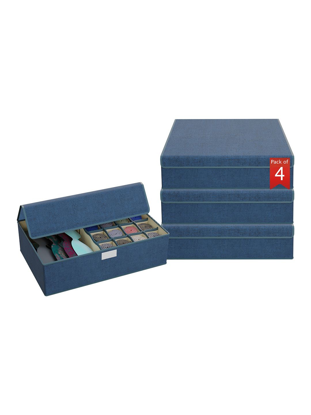 

Kuber Industries Navy Blue Navy Blue 4 Pieces Drawer Organisers