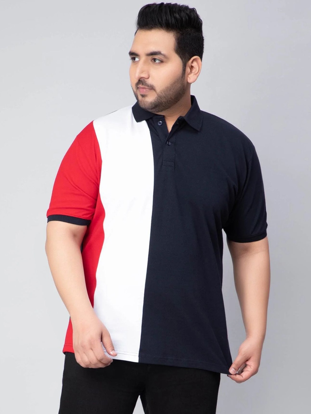 

Toodle Plus Plus Size Polo Collar Pure Cotton T-Shirt, Navy blue