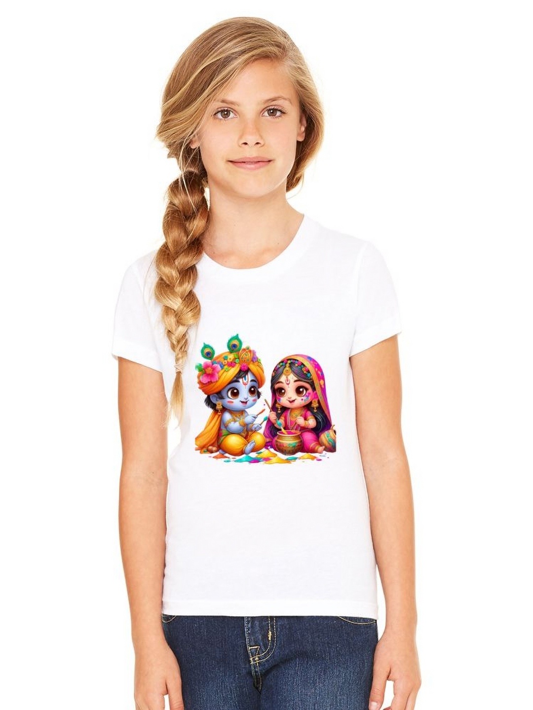 

SHUBHAM DESIGNER GALLERY Girls Graphic Printed Round Neck T-shirt, White