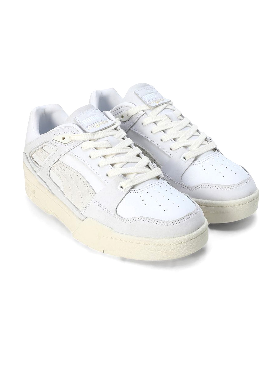 

Puma Slipstream Unisex Lux Lace-Ups Round Toe Sneakers, White