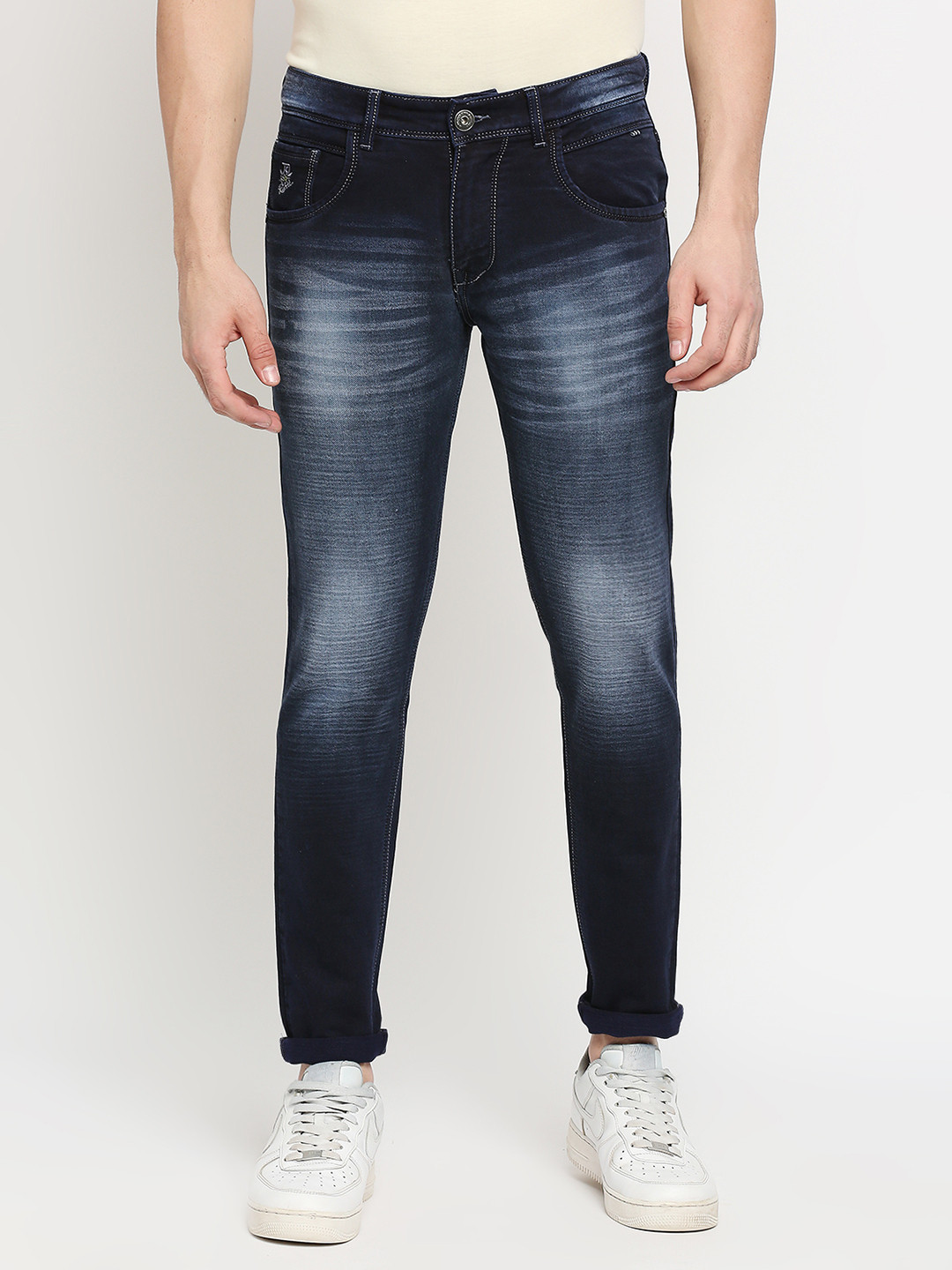 

TCI Men Slim Fit Heavy Fade Cotton Jeans, Blue