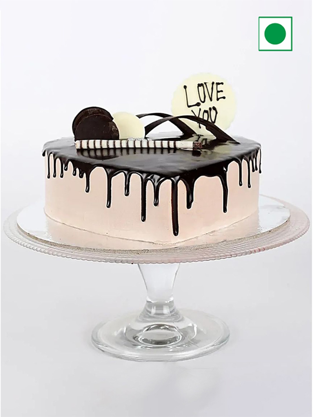 

fnp Chocolate Flavor Eggless Heart Cake-1Kg, Brown
