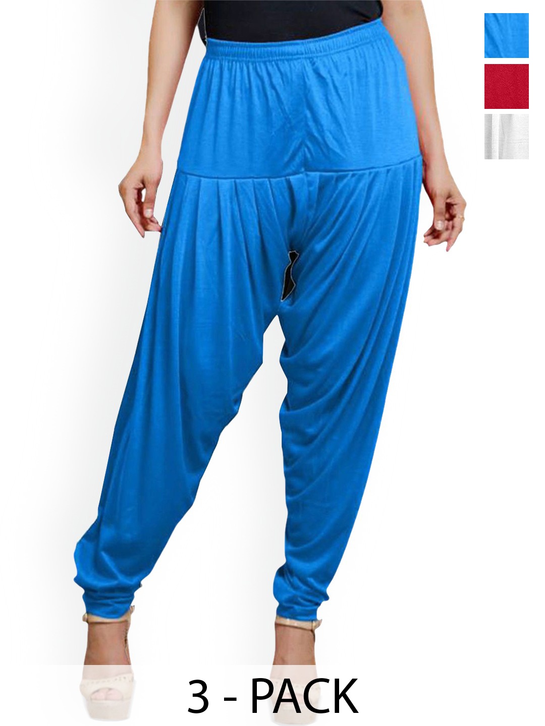 

AFRA GARMENTS Women Pack Of 3 Loose-Fit Patiala, Blue
