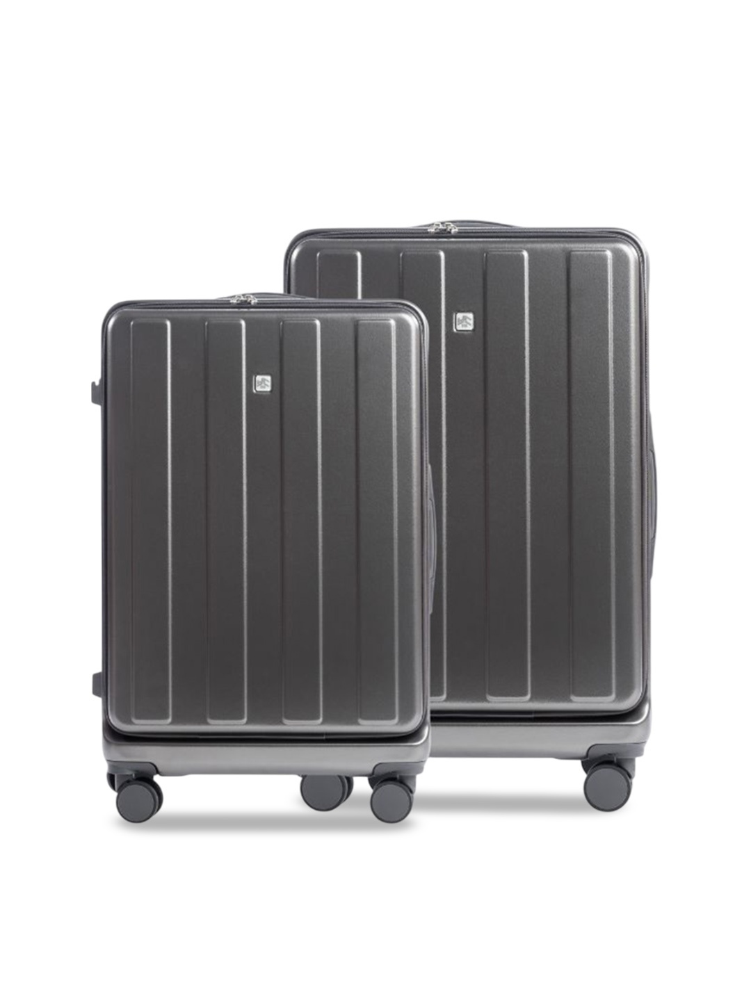 

PYB Voyage Combo Set Of 2 Textured Hard-Sided Trolley Bag, Charcoal