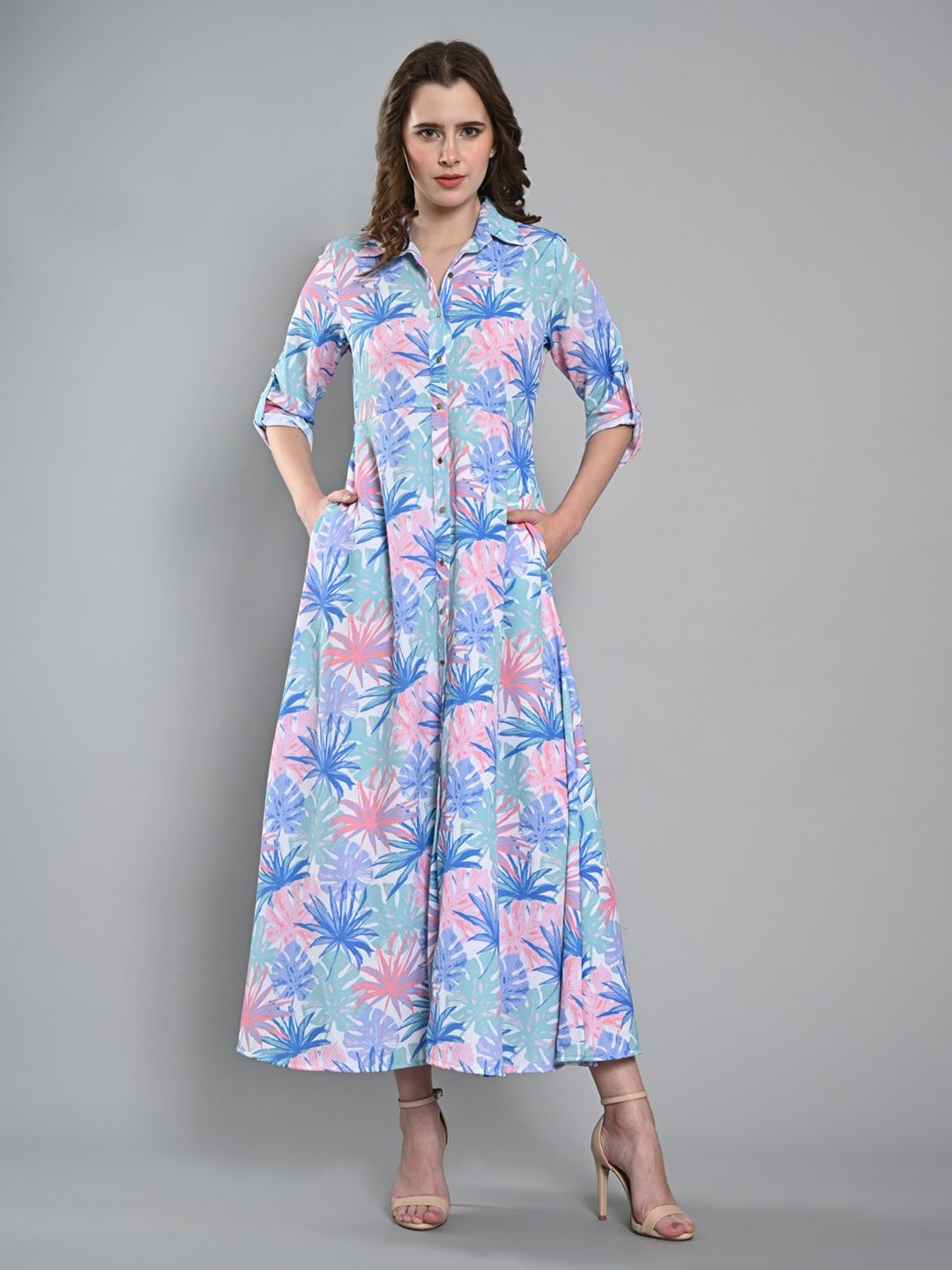 

Iti Floral Print Crepe Maxi Midi Dress, Multi