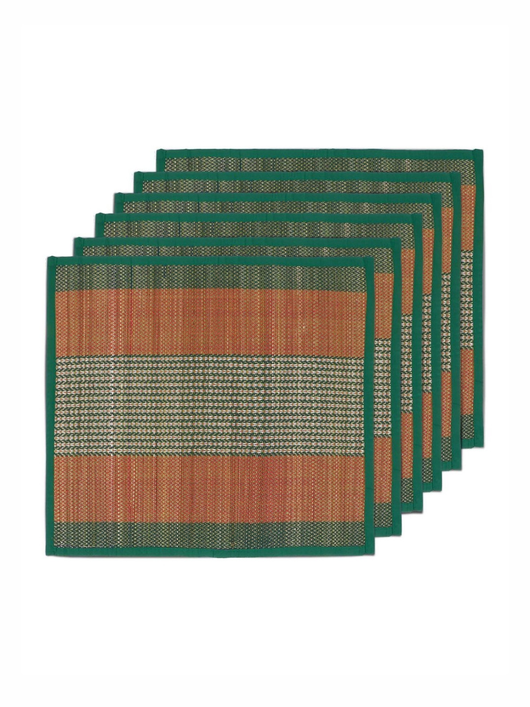 

HOKIPO Set of 6 Orange & Green River Grass Patterned Floor Mats