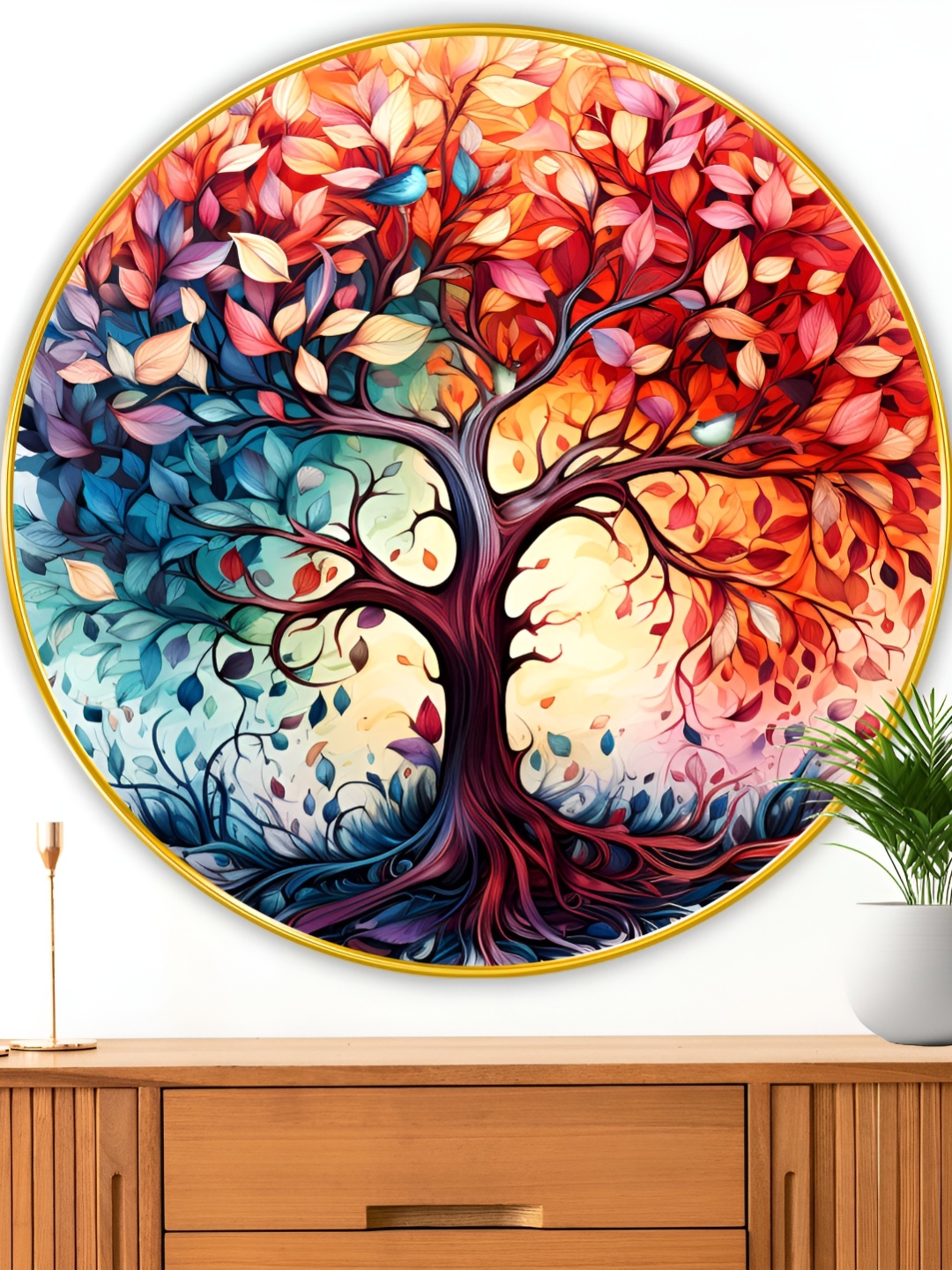 

Myntra Elegant Homes Blue & Orange Floral and Botanical Printed Wood Wall Art