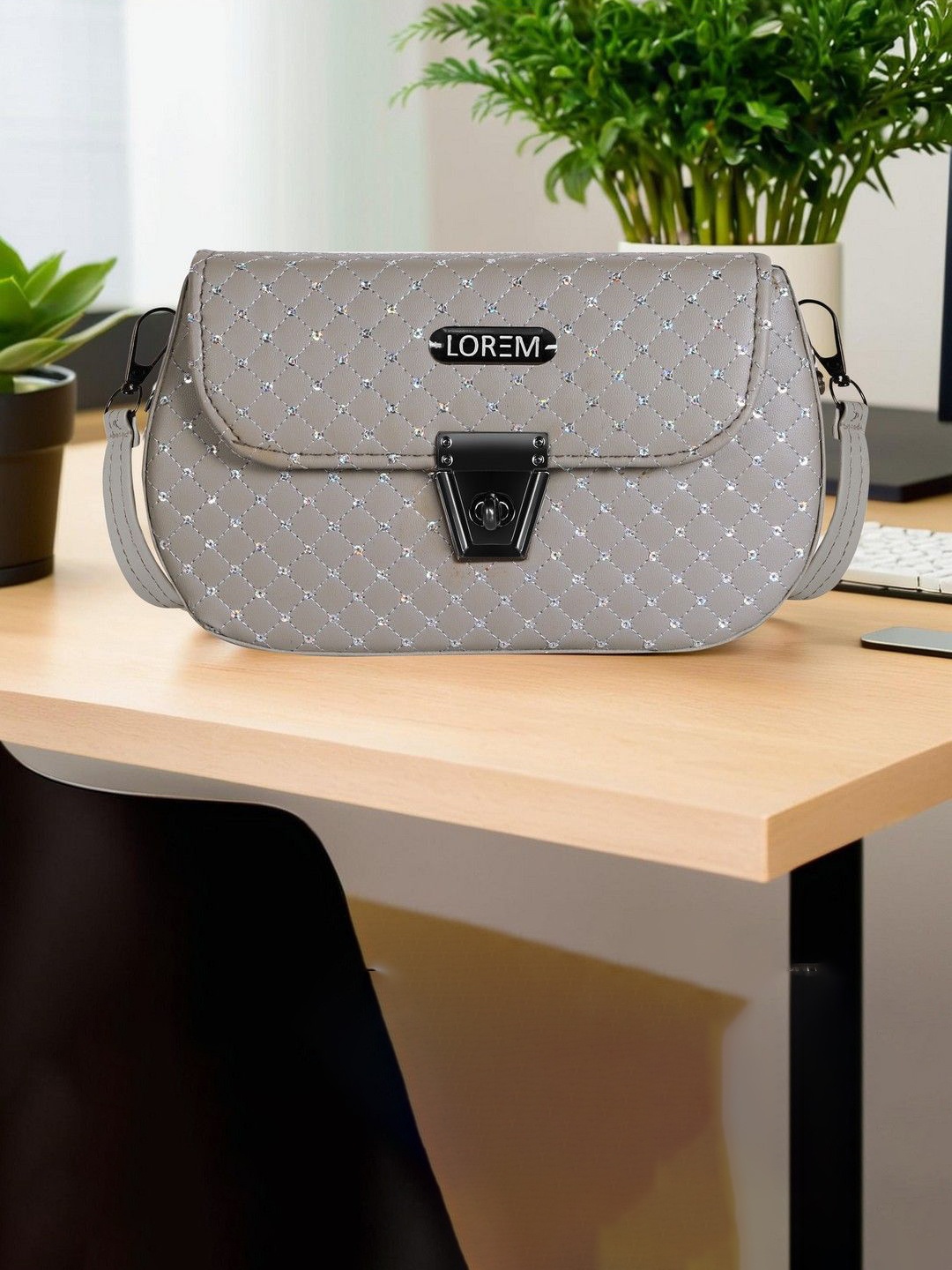 

LOREM Shoulder Bag with Quilted, Grey