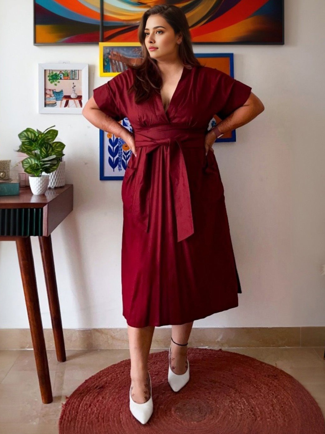 

StyleCast Curve Women A-Line Midi Dress, Maroon