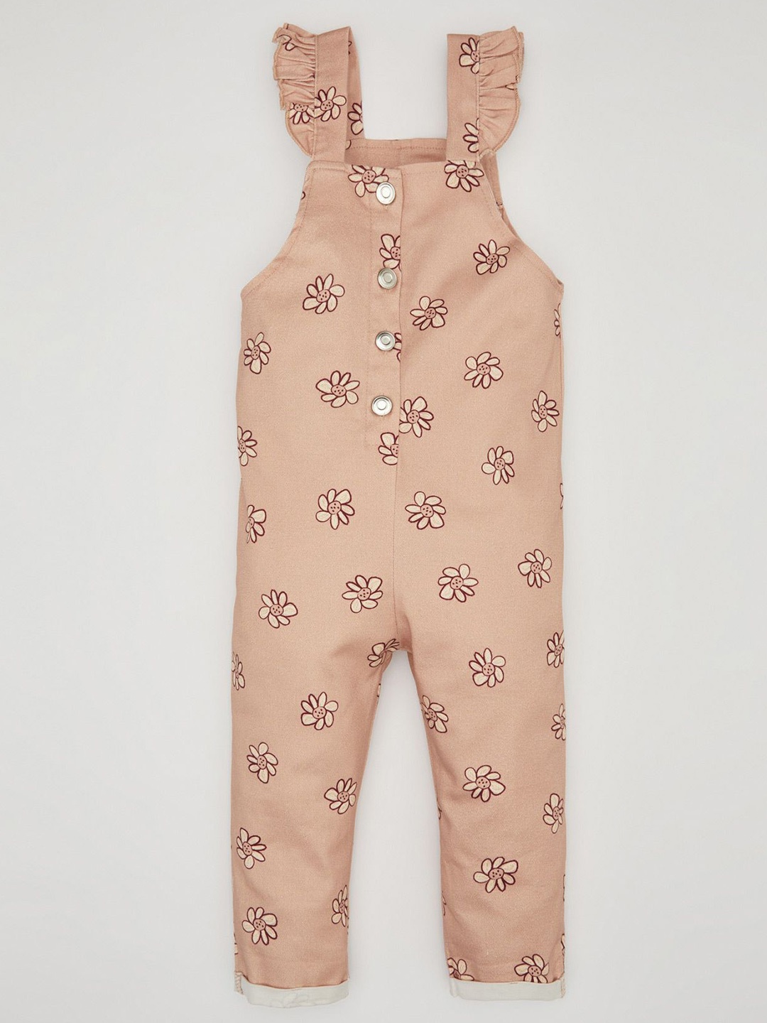 

DeFacto Girls Printed Basic Jumpsuit, Brown