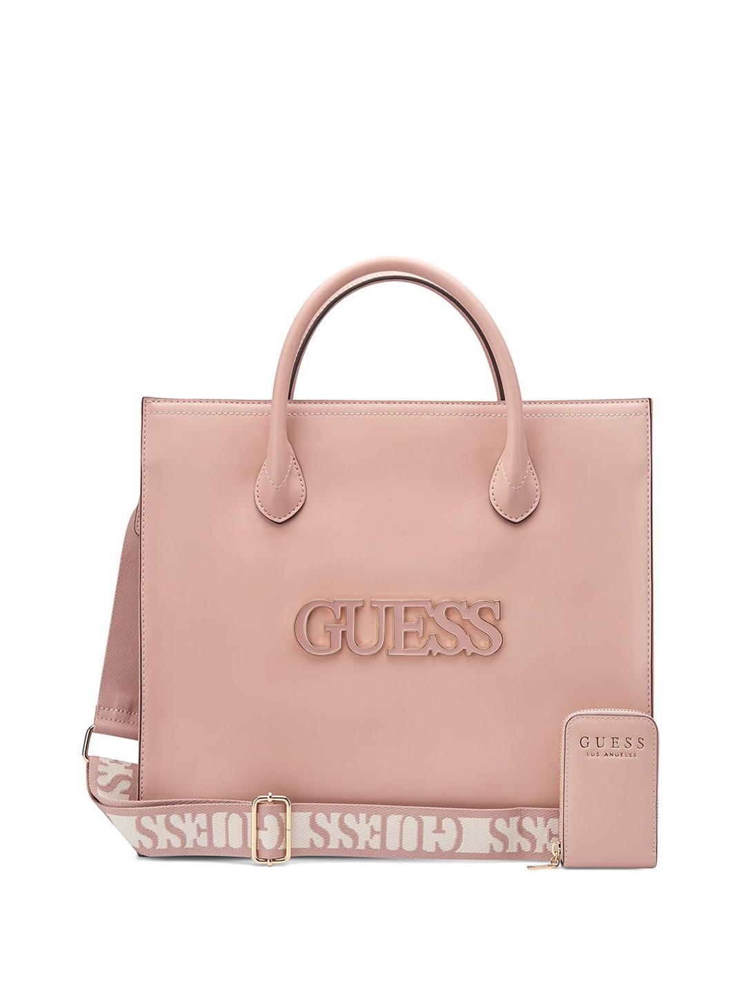 

GUESS PU Shopper Shoulder Bag with Cut Work, Mauve