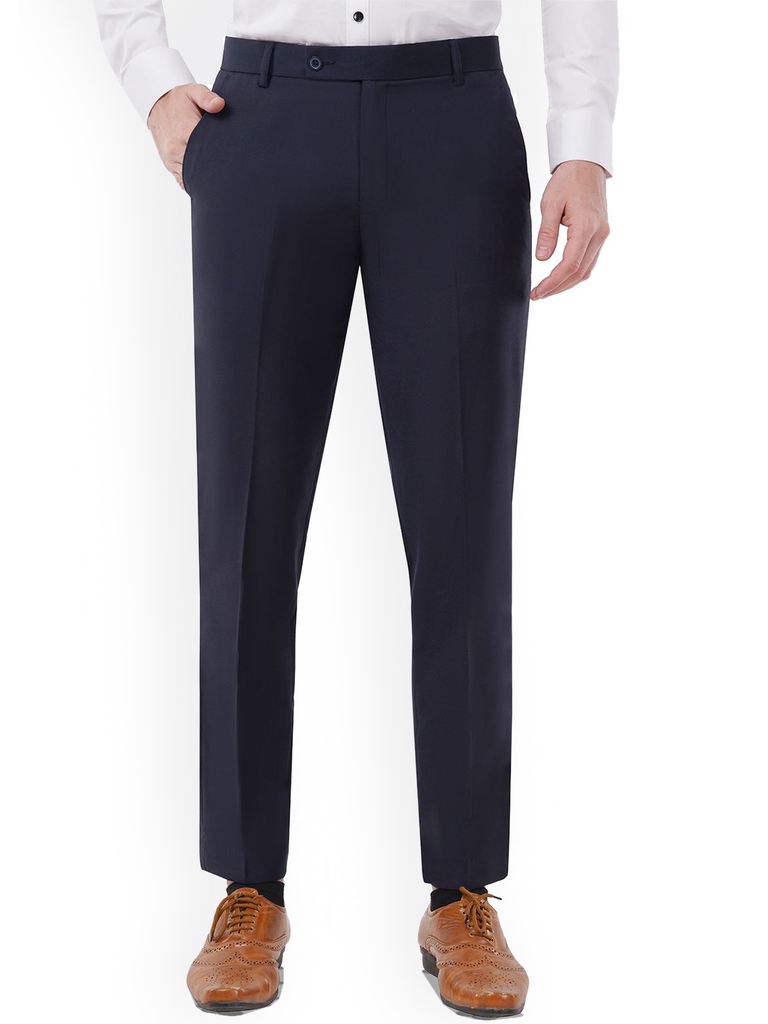 

MARK LEWIS Men Tailored Easy Wash Pleated Trousers, Blue