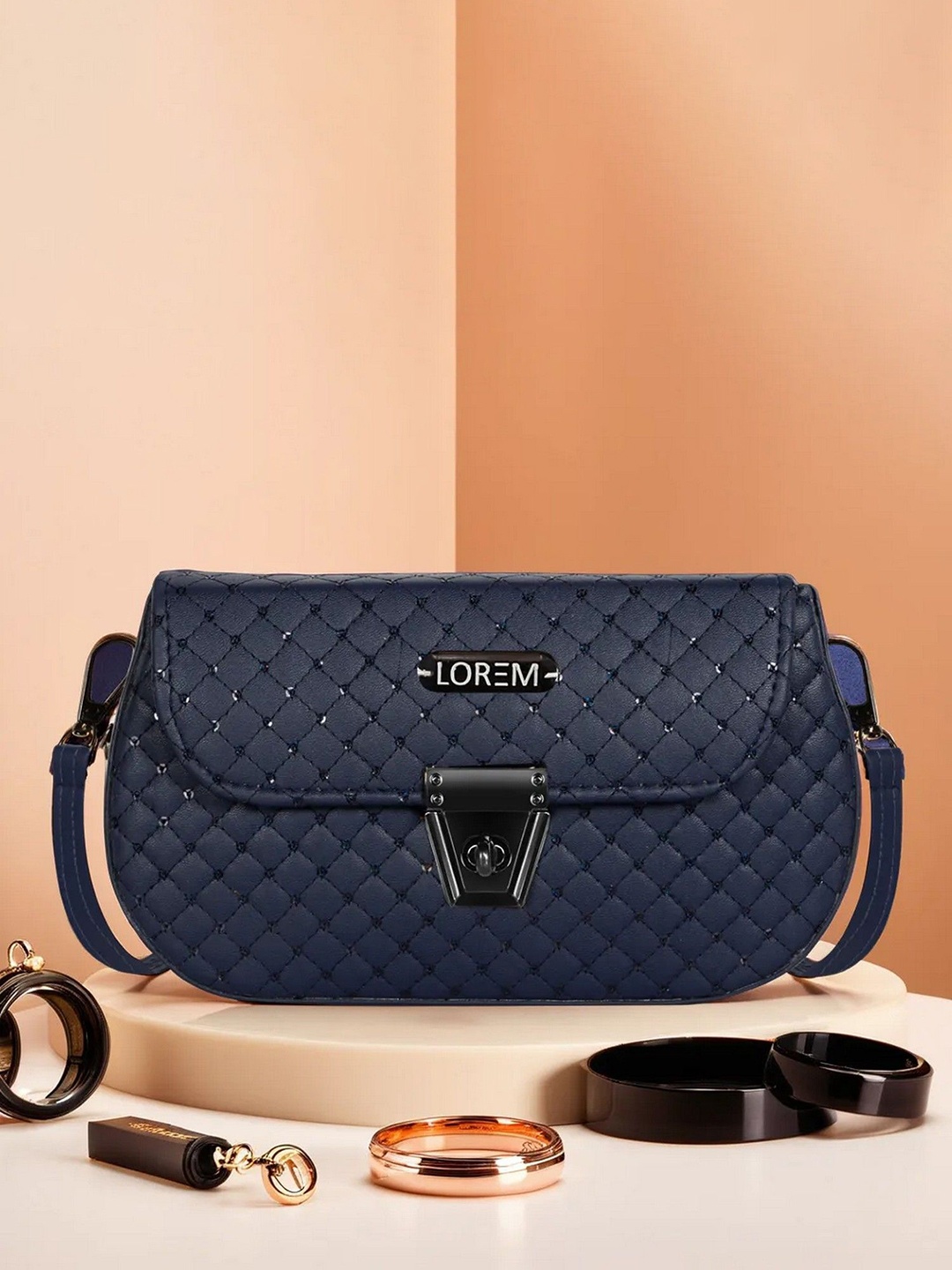 

LOREM Bucket Sling Bag with Tasselled, Blue