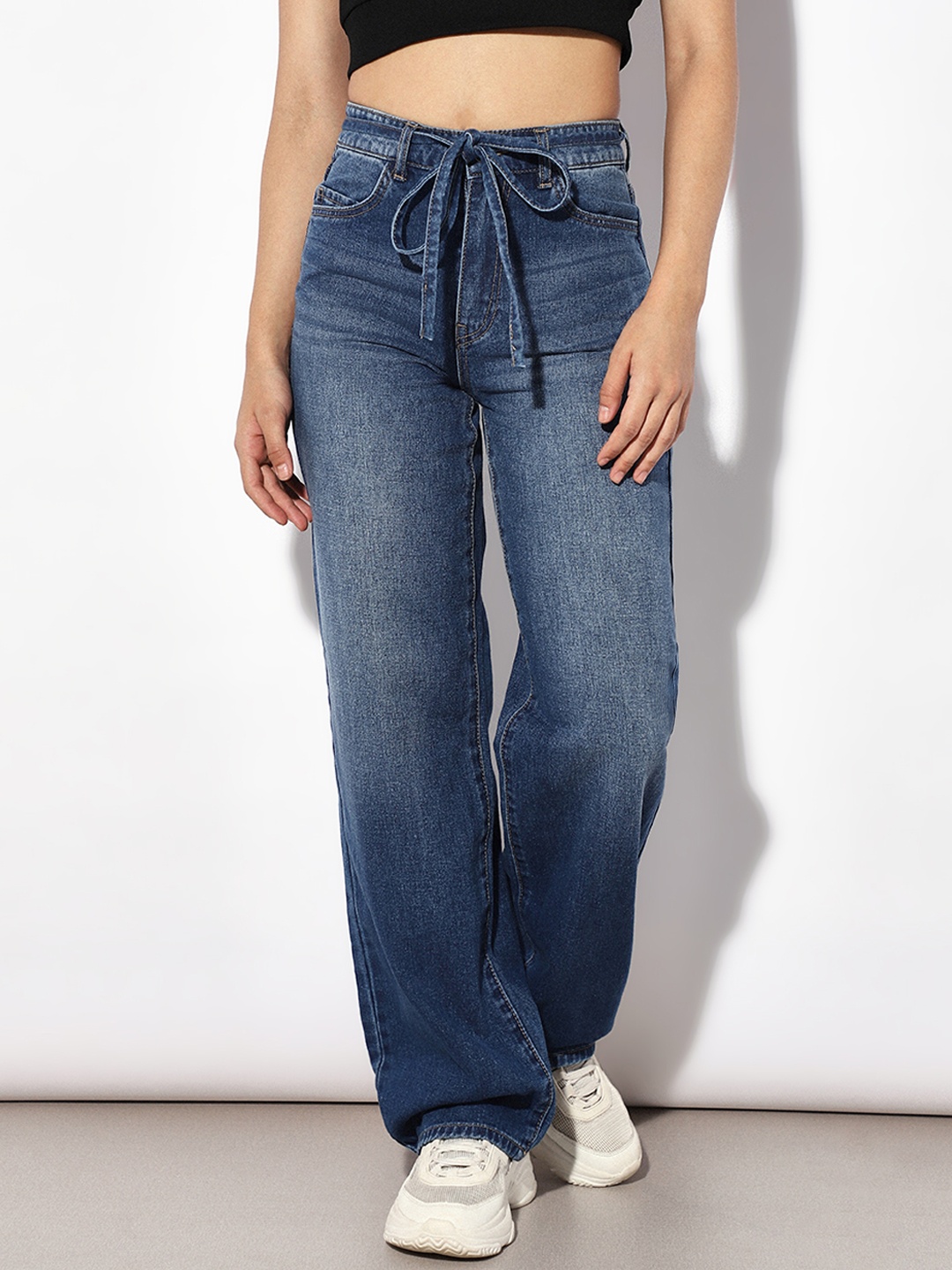 

ONLY Women Wide Leg Light Fade Mid-Rise Jeans, Blue