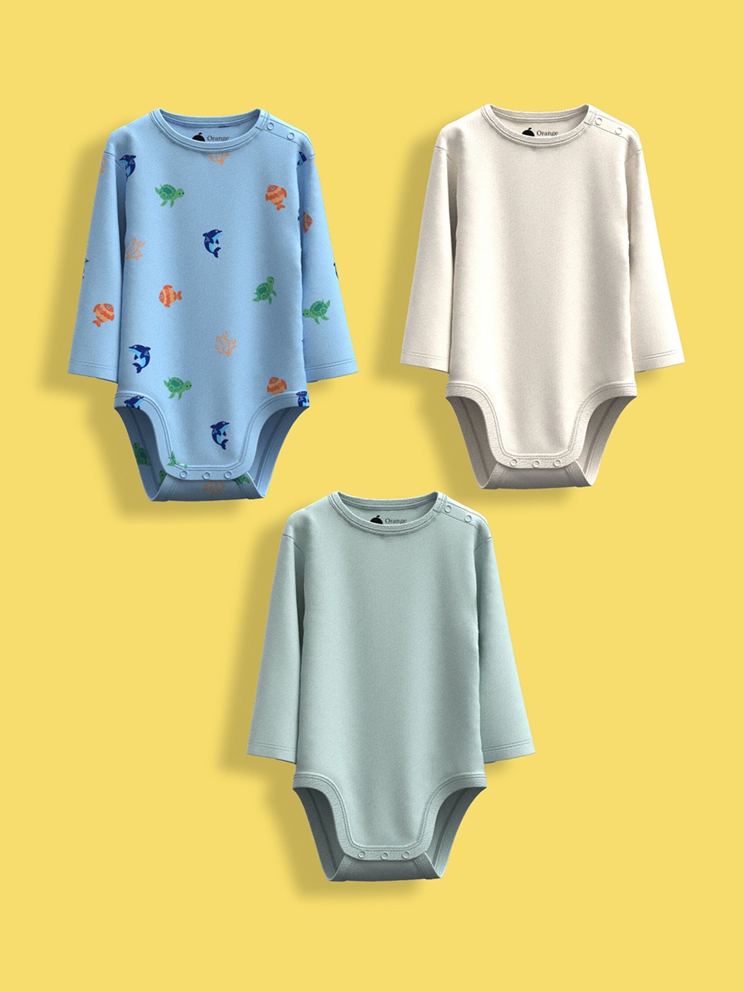 

Orange Sugar Infants Pack Of 3 Printed Cotton Bodysuits, Off white
