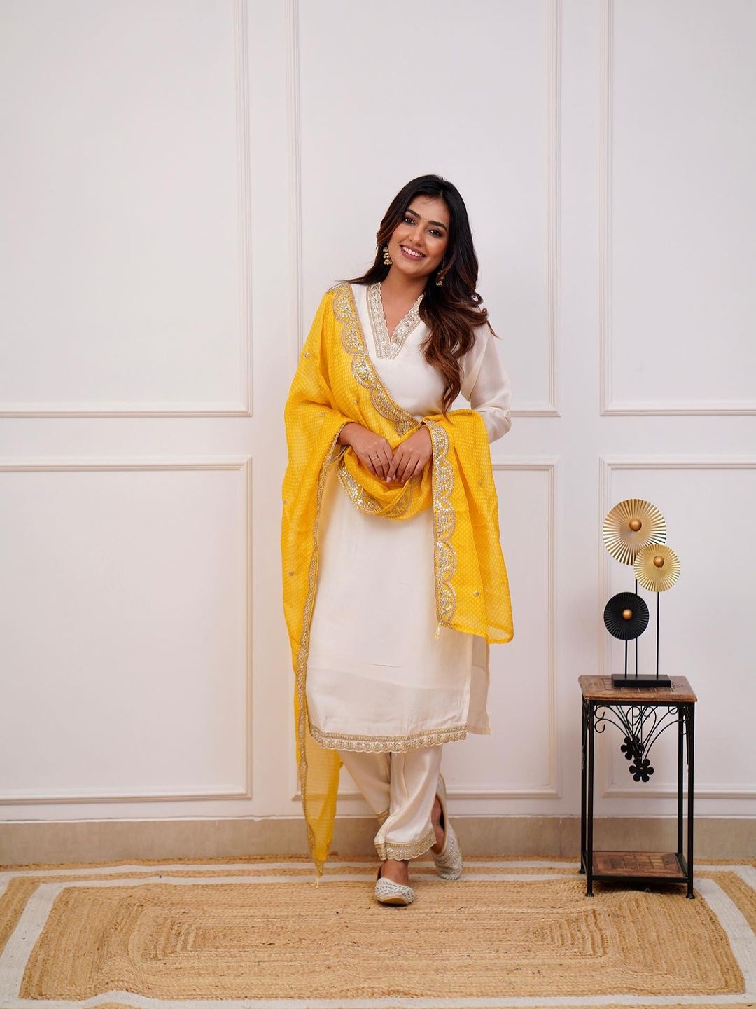 

Fashion Ritmo Ethnic Motifs Embroidered Chanderi Silk Kurta With Trouser And Dupatta, White