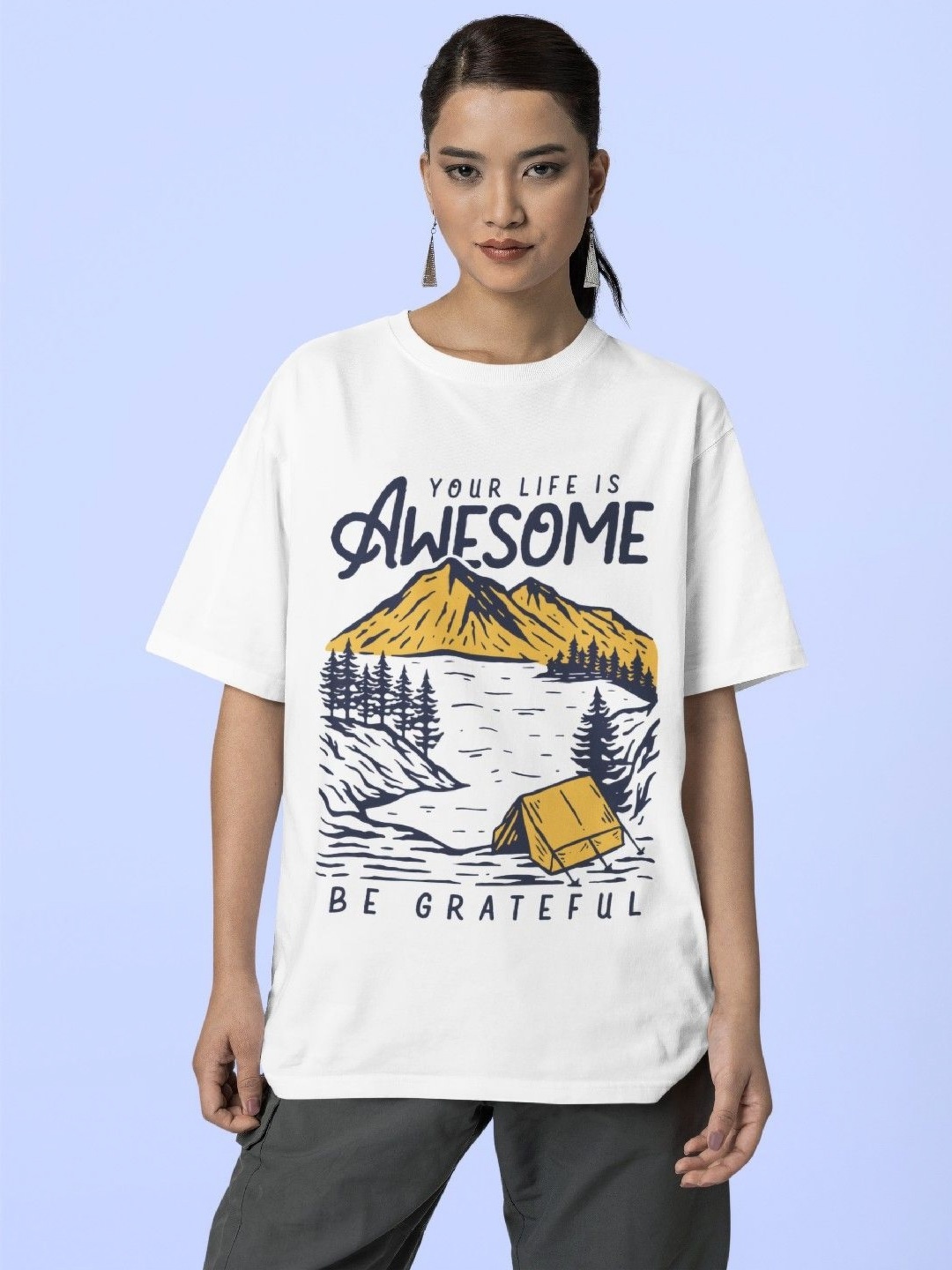 

Reifica Women Graphic Printed Round Neck Cotton Relaxed Fit T-shirt, White