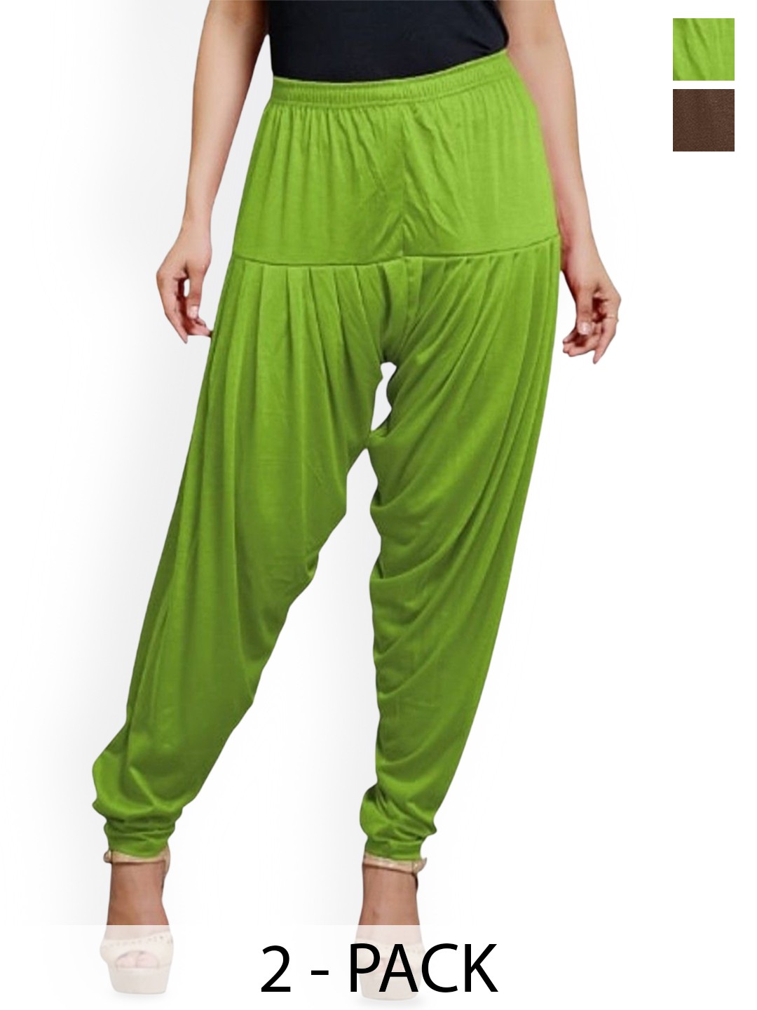 

AFRA GARMENTS Women Pack Of 2 Loose-Fit Patiala, Brown