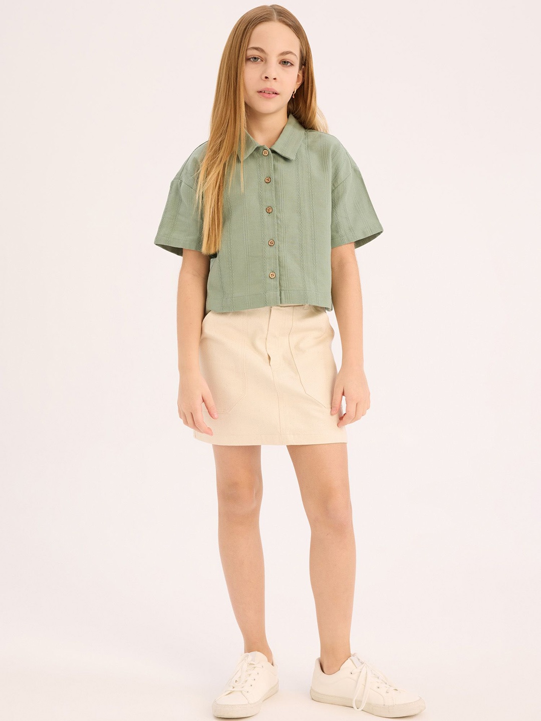 

DeFacto Girls Pure Cotton A-Line Skirt, Cream