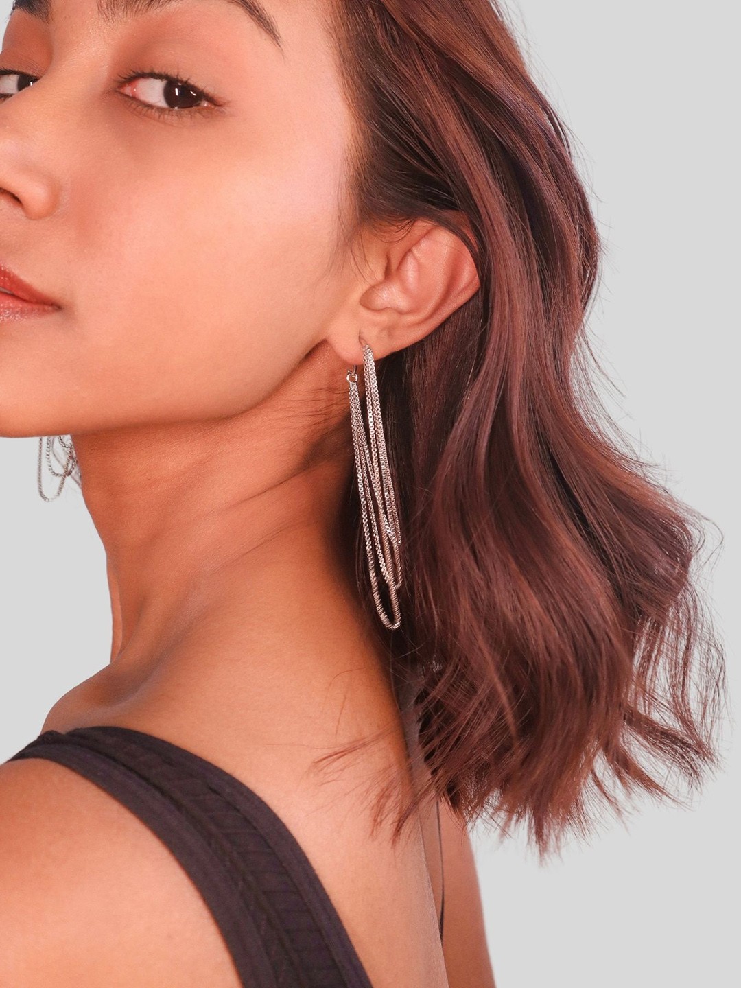 

House of Pehr Silver Plated Drop Chain Contemporary Earrings