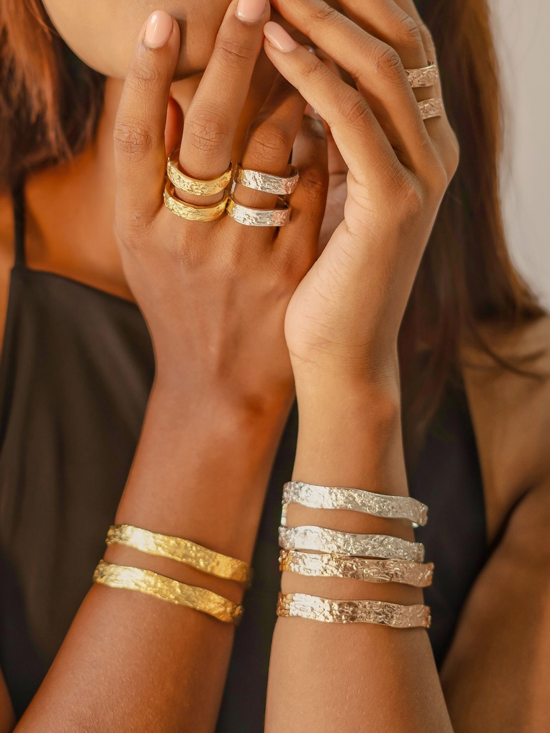 

House of Pehr Gold Plated Hammered Double Layered Cora Ring