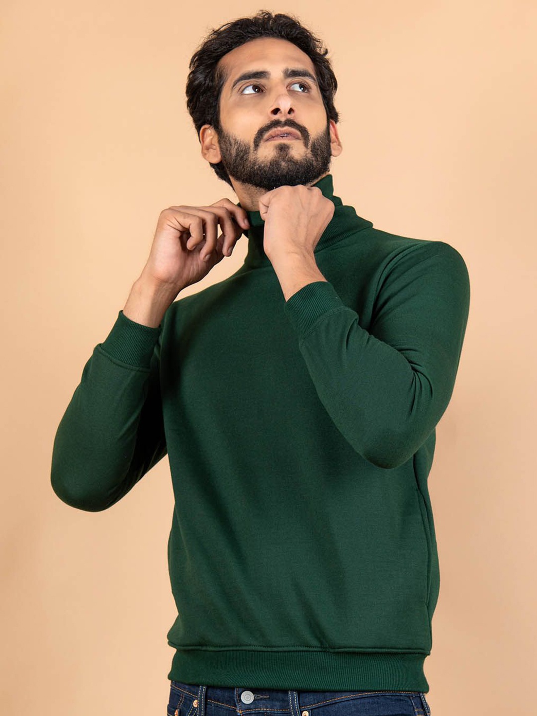 

Tistabene Men Turtle Neck Sweatshirt, Green