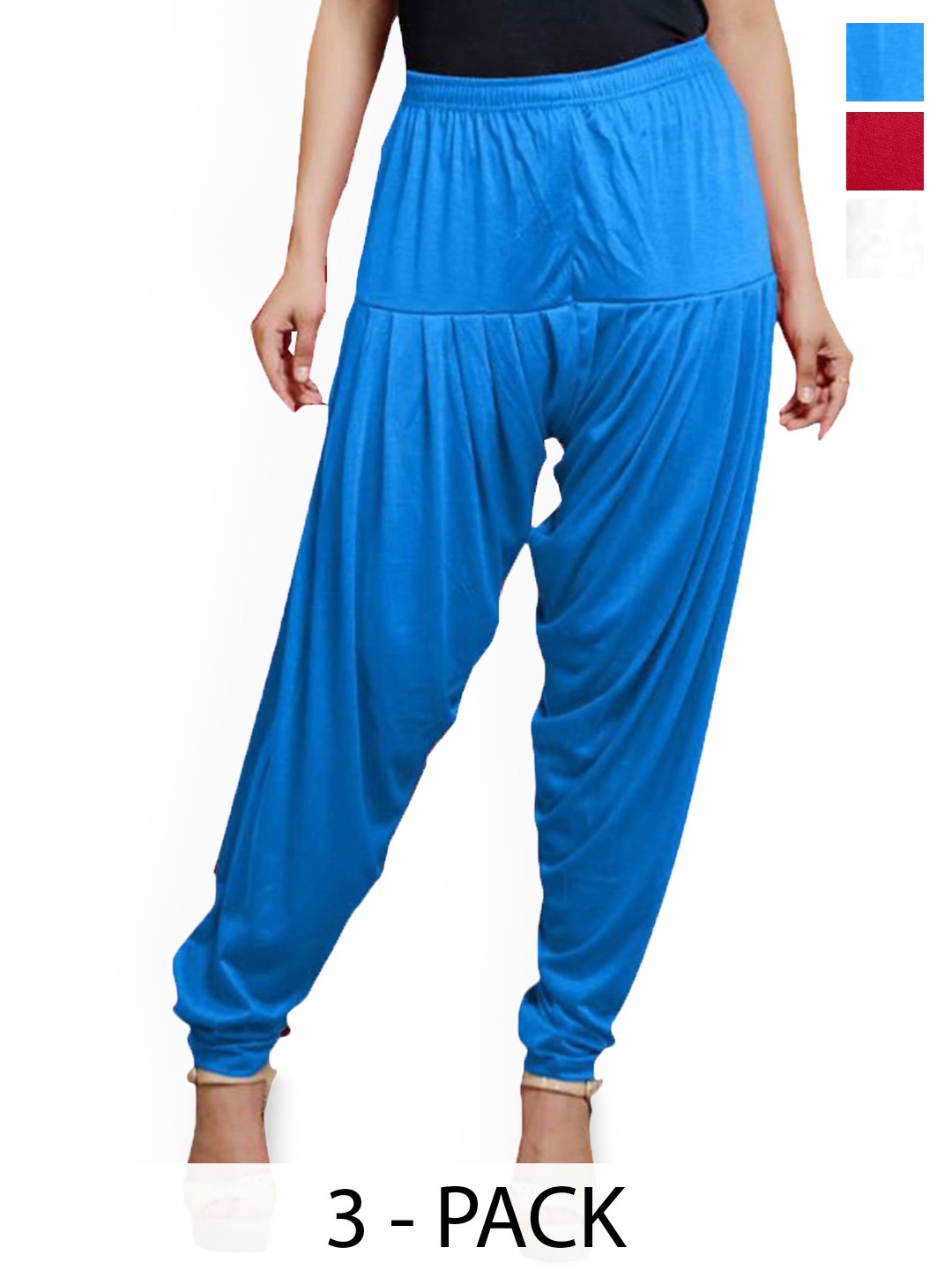

AFRA GARMENTS Women Pack Of 3 Loose-Fit Patiala, White