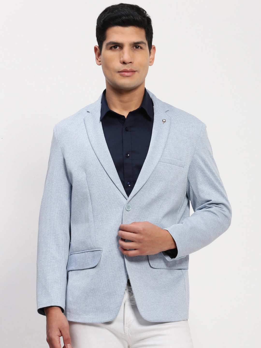 

SHOWOFF Self Design Slim-Fit Single-Breasted Blazer, Blue