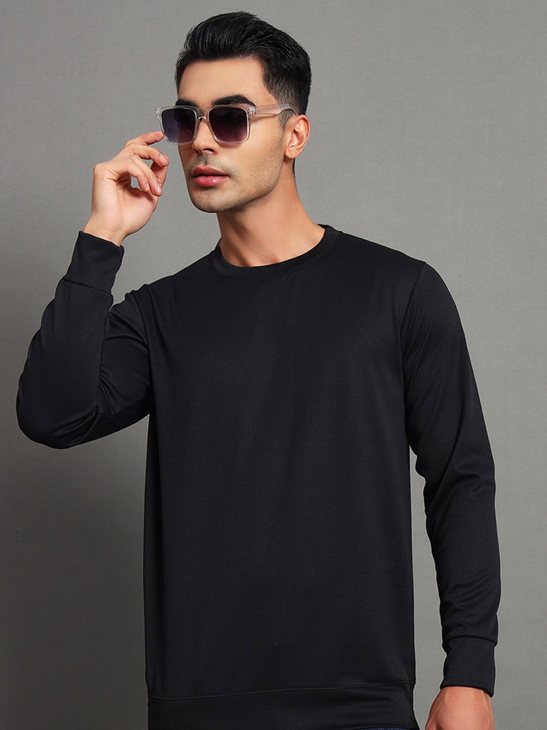 

SIMPLE SOLUTION Men Cotton Pullover Sweatshirt, Black