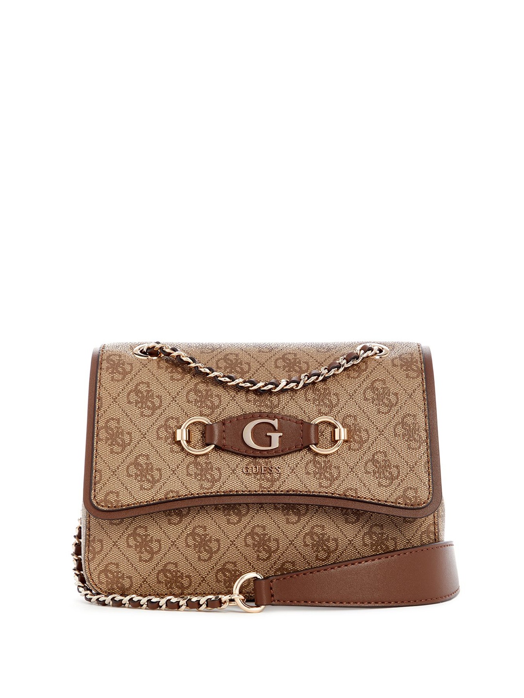 

GUESS Women Brand Logo Printed Structured Shoulder Bag, Beige