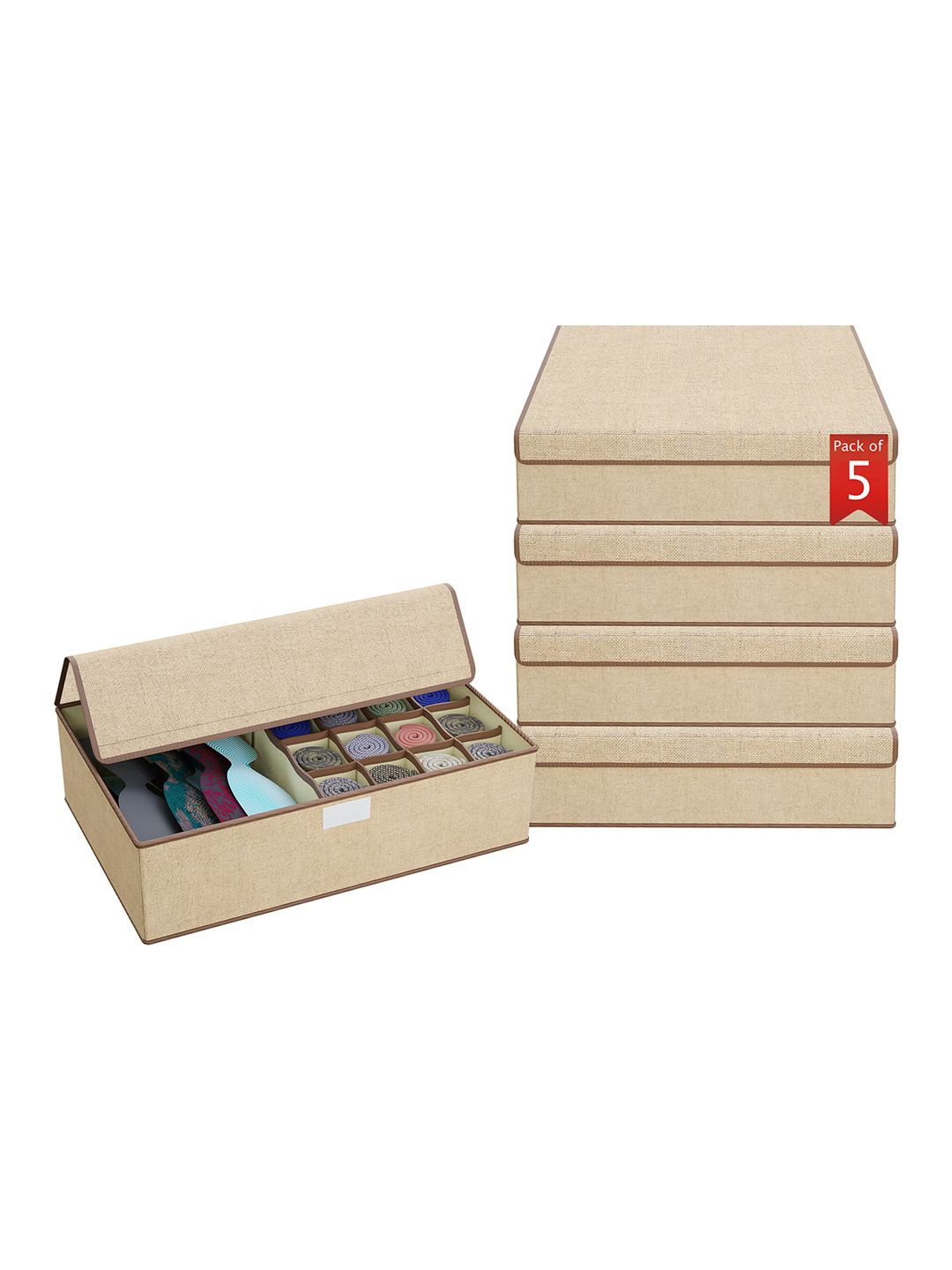 

Kuber Industries Beige Set of 5 Regular Drawer Organiser Organisers