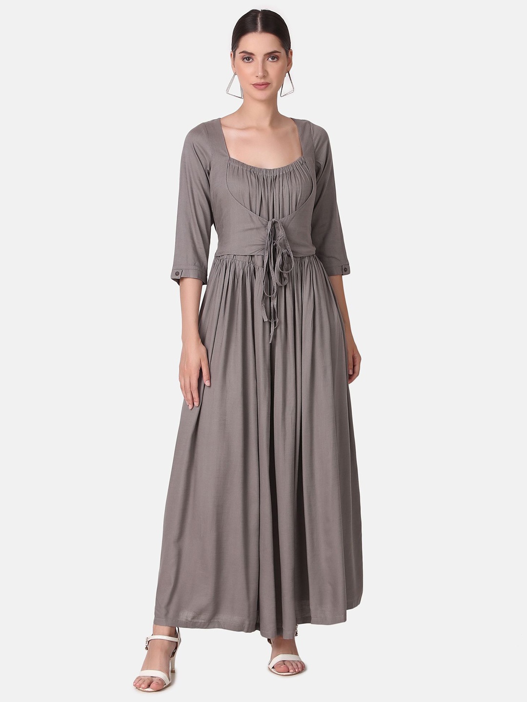 

Pose india Women Cotton Gown Maxi Dress, Grey