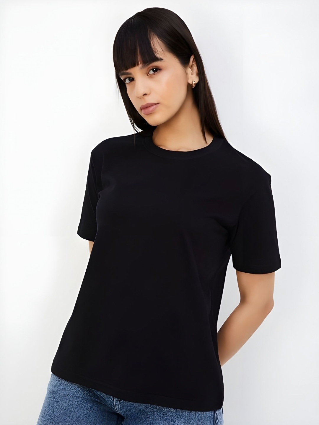 

SZN Women Drop-Shoulder Sleeves T-shirt, Black