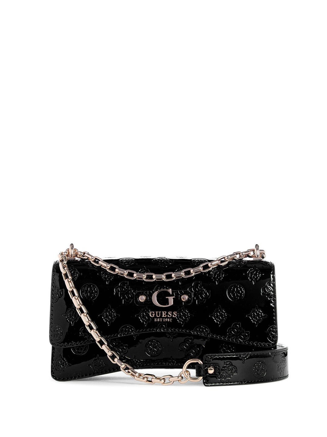 

GUESS Printed PU Bucket Shoulder Bag with Tasselled, Black