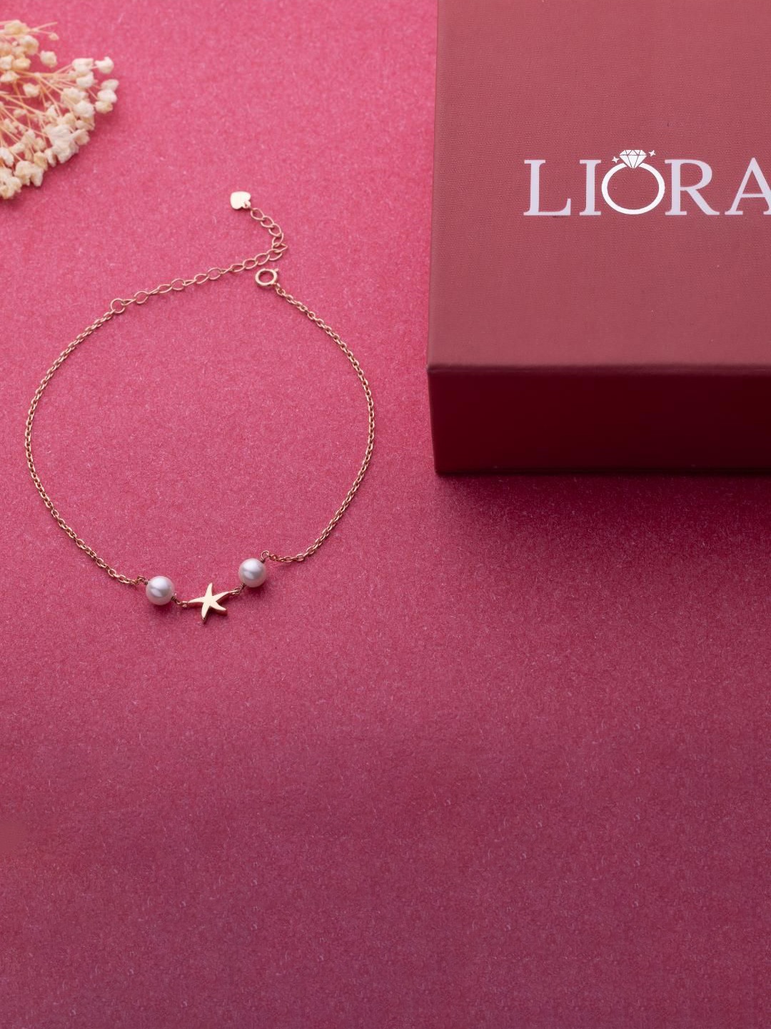 

LIORA 925 Silver Jewellery 925 Sterling Silver Rose Gold Plated Star Shaped Anklet
